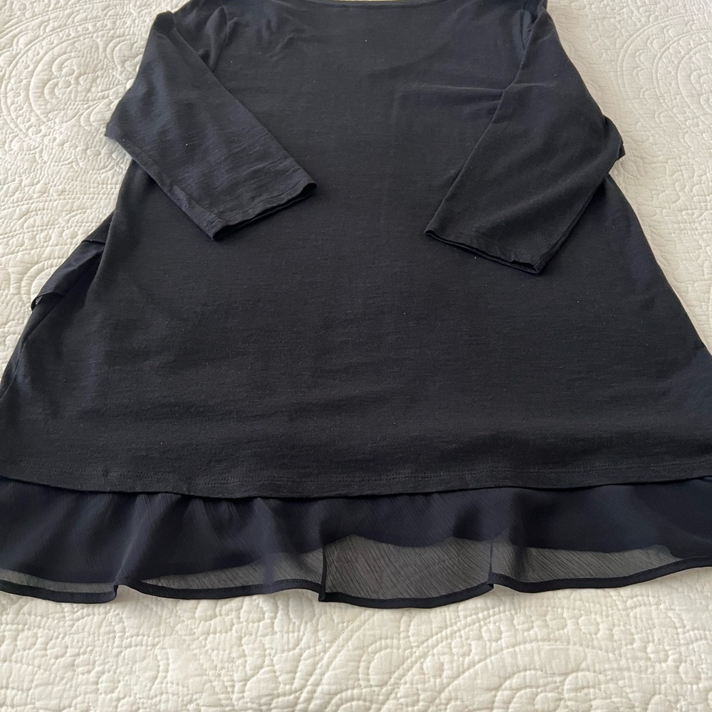 Layered Ruffle Black Top - Picture 2 of 6